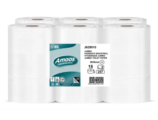 Papel Seca Maos Amoos Profissional Jumbo 2 Folhas 30 gr Pack de 18 Rolos