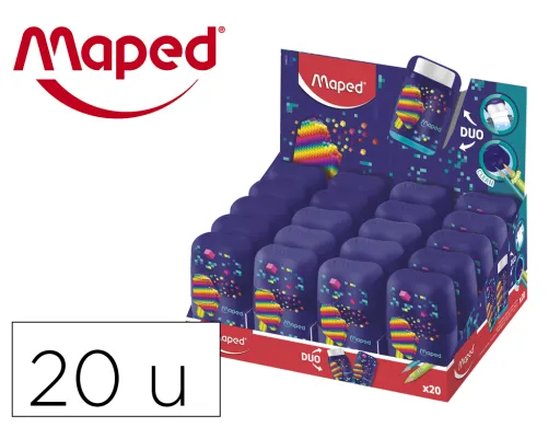 Apara Lapis Maped Plastico Connect Pixel Party 2 Usos com Borracha