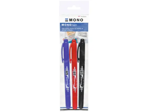 Marcador Tombow Mono Twin Permanente Dupla Ponta Fina e Grossa Cor Preto