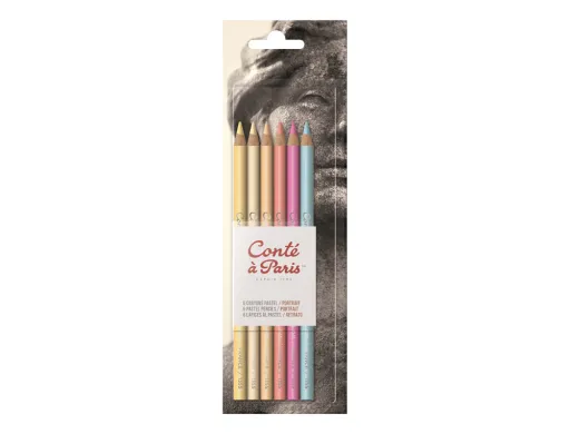 Lapis Conte Cores Pastel Retrato Blister 6 Unidades Cores Sortidas