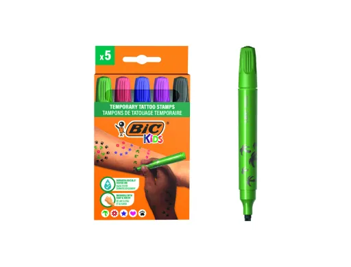 Marcador Bic Kids Tattoo Carimbo Caixa de 5 Unidades Cores Sortidas