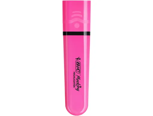 Marcador Fluorescente Bic Flat Rosa Neon Caixa de 12 Unidades