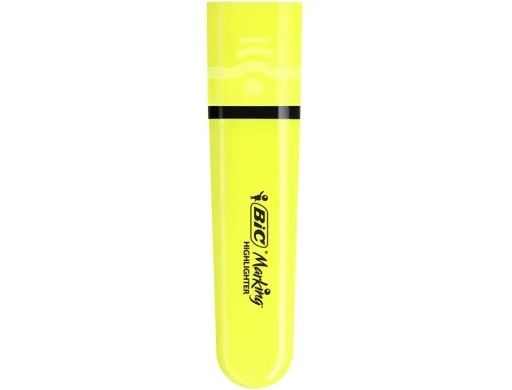 Marcador Fluorescente Bic Flat Amarelo Neon Caixa de 12 Unidades