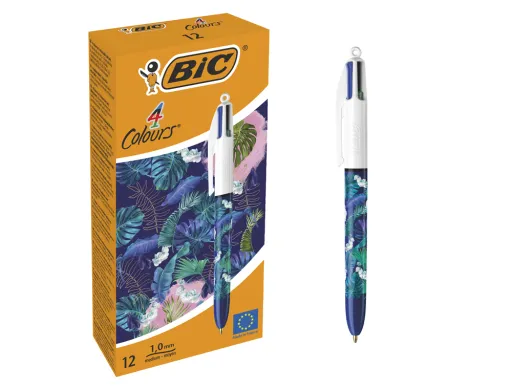 Esferográfica Bic Quatro Cores Botanico Ponta de 1 mm Caixa de 12 Unidades