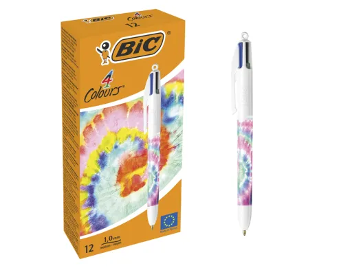 Esferográfica Bic Quatro Cores Tiedye Pastel Ponta de 1 mm Cores Sortidas