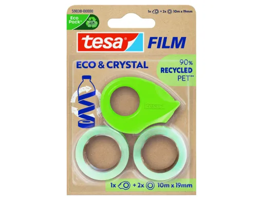 Fita Adesiva Tesa Film Eco&Cristal Transparente 10 m x 19 mm Blister de 2 Unidades + Minidesenrolador