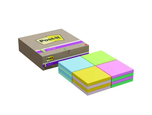 Bloco de Notas Adesivas Post-it Super Sticky z-Notes 76x76 mm com 90 Folhas Cores Sortidas Pack de 16 Unidades