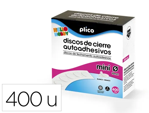 Discos de Velcro Plico Autoadesivos Mini 10 mm Cor Branco Caixa de 400 Unidades