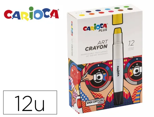 Lápis de Cera Carioca Plus Art Crayon Caixa Premium de 12 Unidades Cores Sortidas