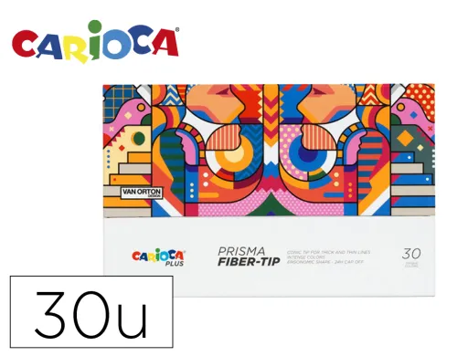 Marcador Carioca Plus Prisma Fiber-Tip de Ponta de Fibra Caixa Premium de 30 Unidades Cores Sortidas