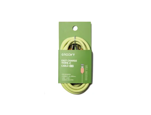 Cabo Groovy Usb 2.0 Tipo c a Tipo c Comprimento 1 mt Silicone Cor Verde Cha