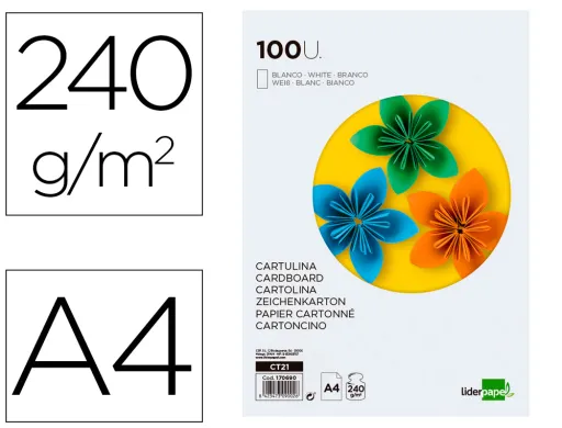 Cartolina Liderpapel a4 240 gr Branco Embalagem de 100 Folhas