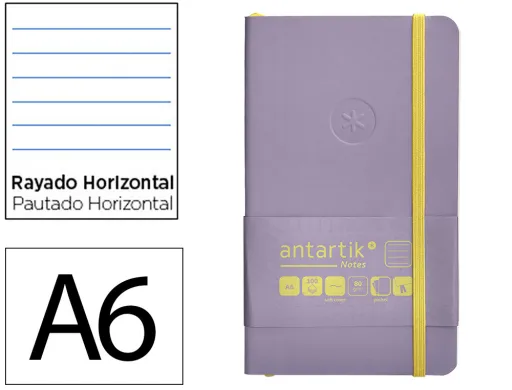 Caderno com Elastico Antartik Notes Capa Mole a6 Pautado Roxo e Amarelo 100 Folhas 80 gr Fsc