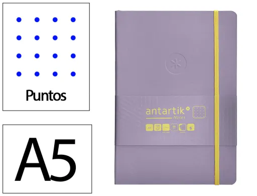 Caderno com Elastico Antartik Notes Capa Mole a5 Pontilhado Roxo e Amarelo 80 Folhas 80 gr Fsc