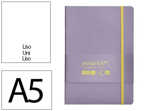 Caderno com Elastico Antartik Notes Capa Mole a5 Liso Roxo e Amarelo 80 Folhas 80 gr Fsc