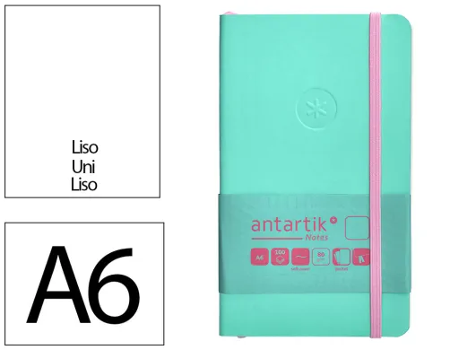 Caderno com Elastico Antartik Notes Capa Mole a6 Liso Rosa e Turquesa 100 Folhas 80 gr Fsc