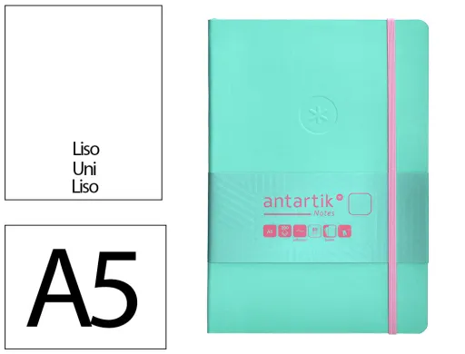 Caderno com Elastico Antartik Notes Capa Mole a5 Liso Rosa e Turquesa 80 Folhas 80 gr Fsc