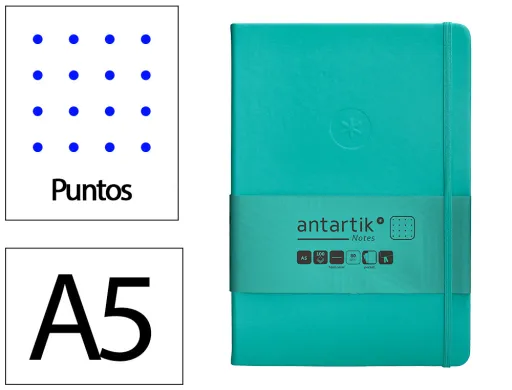 Caderno com Elastico Antartik Notes Capa Dura a5 Pontilhado Turquesa 100 Folhas 80 gr Fsc