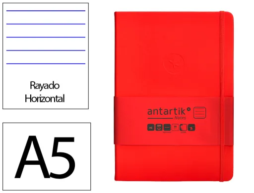 Caderno com Elastico Antartik Notes Capa Dura a5 Pautado Vermelho 100 Folhas 80 gr Fsc