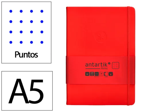 Caderno com Elastico Antartik Notes Capa Dura a5 Pontilhado Vermelho 100 Folhas 80 gr Fsc