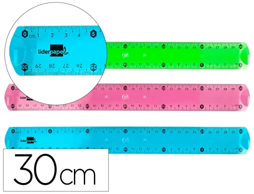 Regua Plástico Flexível de 30 cm Cores Sortidas