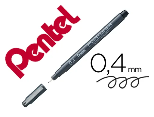 Marcador Pentel Pointliner com Tinta Pigmentada Cor Preto Ponta de 0,4 mm