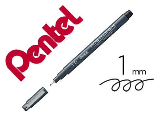 Marcador Pentel Pointliner com Tinta Pigmentada Cor Preto Ponta de 1,0 mm