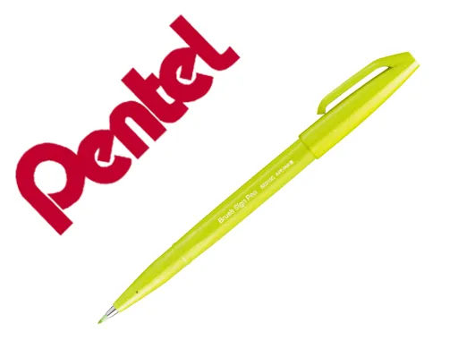 Marcador Pentel Brush Sign Pen Cor Verde Lima