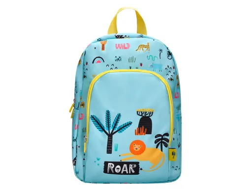 Mochila Escolar Infantil Safari Desenho Leao Azul 330x100x250 mm