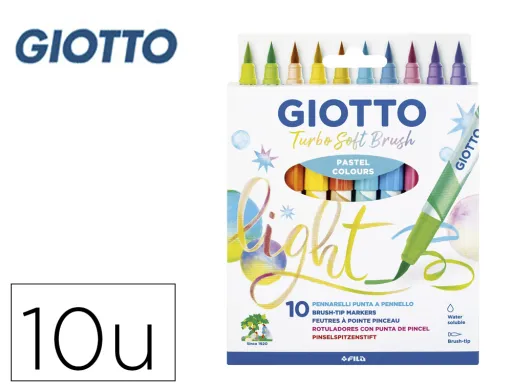 Marcador Giotto Turbo Soft Brush Pastel Ponta de Pincel Caixa de 10 Unidades Cores Sortidas