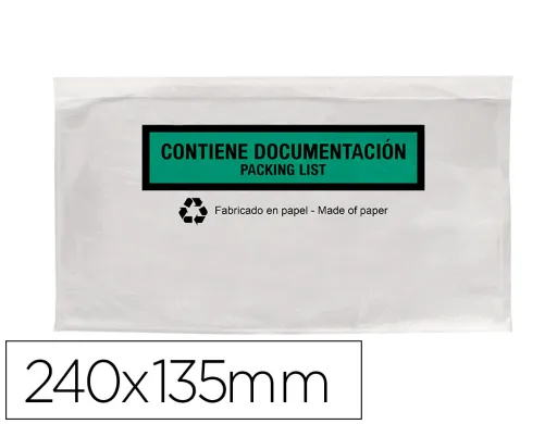 Envelope Autoadesivo q-Connect Porta Documentos Multilingue 240x135 mm Sem Janela 100% Papel Pack de 100 Unidades