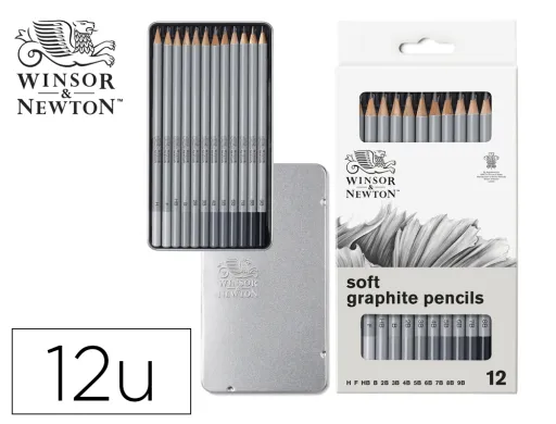 Lápis de Grafite Winsor&Newton Studio Collection Caixa Metálica com 12 Unidades Graduações Suaves Sortidas