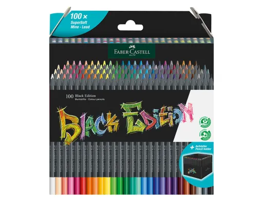 Lápis de Cor Faber Castell Black Edition Suporte de 100 Unidades Cores Sortidas