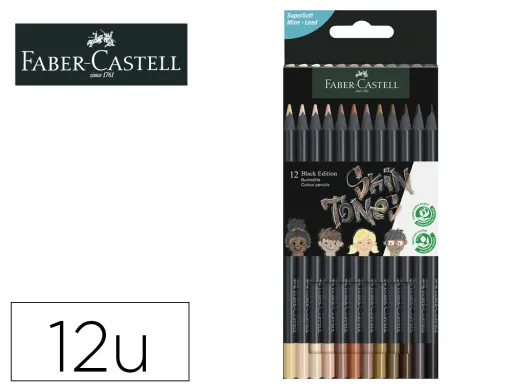 Lápis de Cor Faber Castell Black Edition Tons de Pele Caixa de 12 Unidades Cores Sortidas