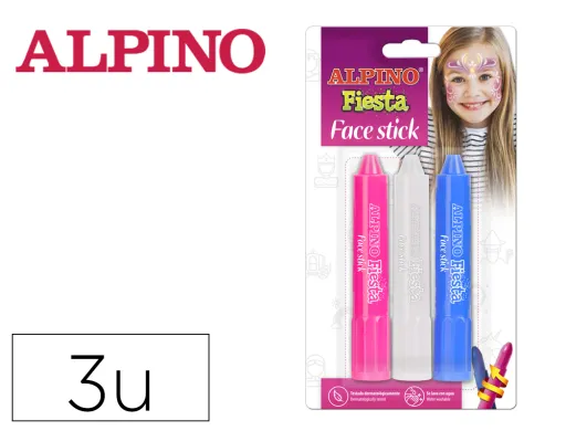 Barra de Maquilhagem Alpino Festa Face Stick Princesas Blister de 3 Unidades Cores Sortidas