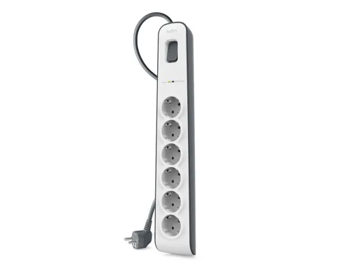 Extensao Belkin Bsv603vf2m Protecao Contra Sobrecargas 6 Tomadas Botao Lig. e Desl. Cor Branco/Cinza