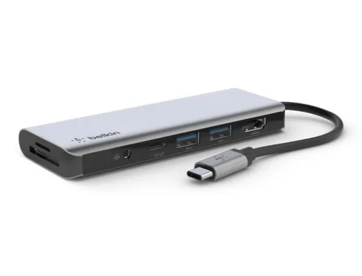 Adaptador Belkin Avc009btsgy Hub Usb-c 7 em 1 sd Micro sd Audio 2 x Usb Hdmi Usb-c Carregamento 100w