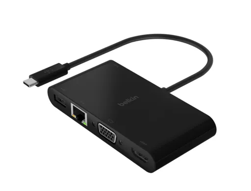 Adaptador Belkin Avc004btbk Usb-c a Usb-a 3.0 Ethernet Vga e Hdmi (4k) + Carregamento 100w Cor Preto