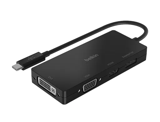 Adaptador Belkin Avc003btbk Multimedia Usb-c a Hdmi Vga Displayport Dvi 4kx2k 60 hz