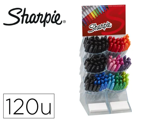 Marcador Sharpie Fine Expositor de Secretária de 120 Unidades Cores Sortidas