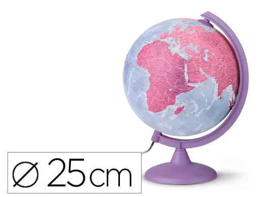 Globo Terrestre Nova Rico com Luz Base e Meridiano Cor Roxo Diametro 25 cm