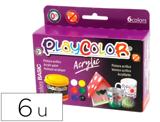 Pintura Acrilica Playcolor Acrylic Basic 40 ml Caixa de 6 Unidades Cores Sortidas