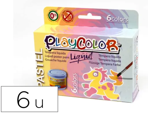 Guache Liquido Playcolor Liquid Pastel 40 ml Caixa de 6 Unidades Cores Sortidas