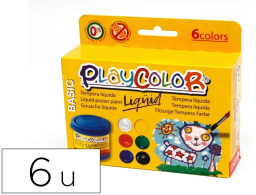 Guache Liquido Playcolor Liquid Basic 40 ml Caixa de 6 Unidades Cores Sortidas