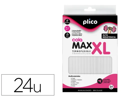 Barra Cola Termofusivel Plico Cola Extraforte Max xl 11,5 mm Diametro x 200 mm Comprimento Blister de 25 Unidades