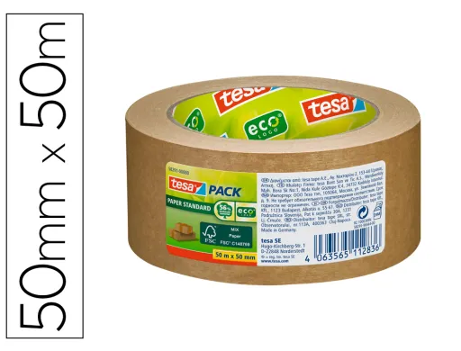 Fita Adesiva Tesa Eco para Embalagem Papel Cor Kraft 50 mt X 50 mm