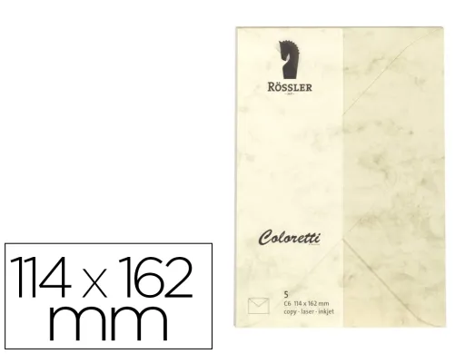 Envelope Rossler Coloretti c6 Cor Marmore Creme 114x162 mm Pack de 5 Unidades