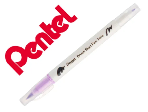 Pincel Pentel Brush Sign Pen com Ponta Dupla Cor Roxo Heliotropio