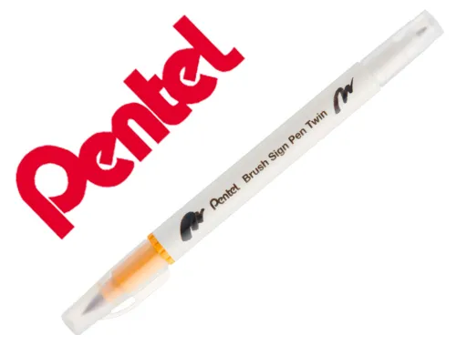 Pincel Pentel Brush Sign Pen com Ponta Dupla Cor Ocre Dourado