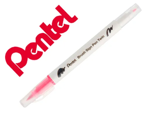 Pincel Pentel Brush Sign Pen com Ponta Dupla Cor Carmim